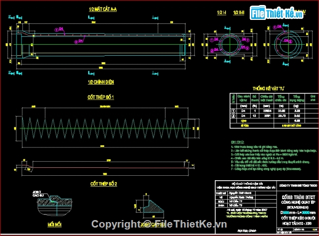 File cad,cống tròn,công nghệ cao,quy trình công  nghệ,Ống cống D300-1200-3.0
